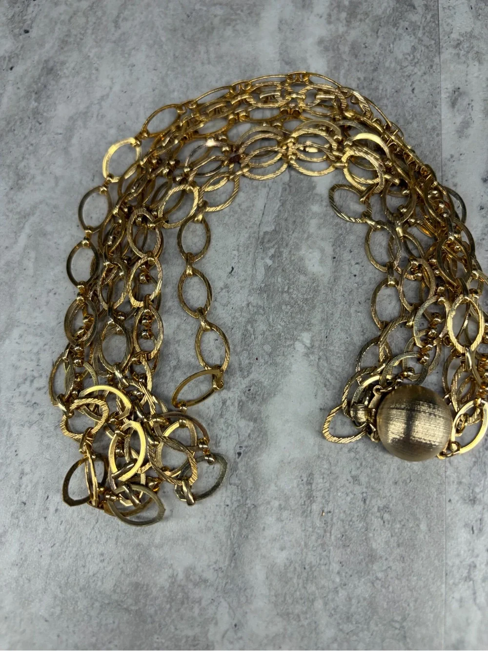 Vintage Chain Necklace Gold Tone Layered Jewelry MCM Mod Century Retro